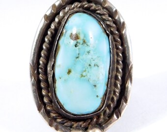 Southwest Vintage Blue Turquoise Silver Ring