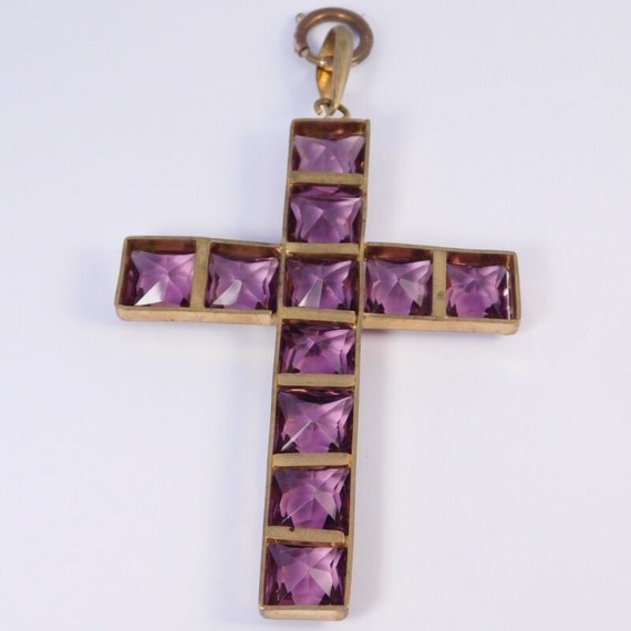 Victorian French Gold Gilt Cross Pendant - image 4