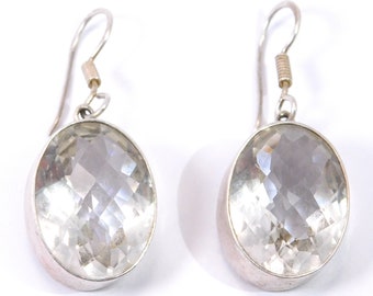 Charles Albert Earrings Sterling Silver Faceted Quartz Bling Bling