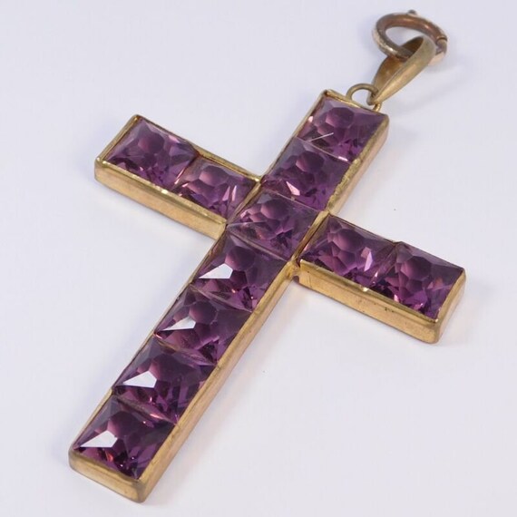 Victorian French Gold Gilt Cross Pendant - image 2