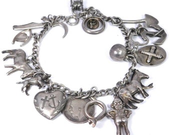 Sterling Silver Charms Bracelet 17 Charms