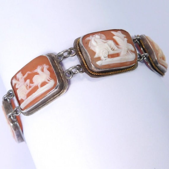 Italian 800 Silver Shell Cameo Bracelet Days Of T… - image 4