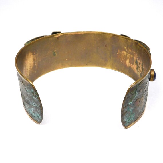 Fun Deco Vintage Egyptian Brass Glass Sphinx Cuff… - image 4