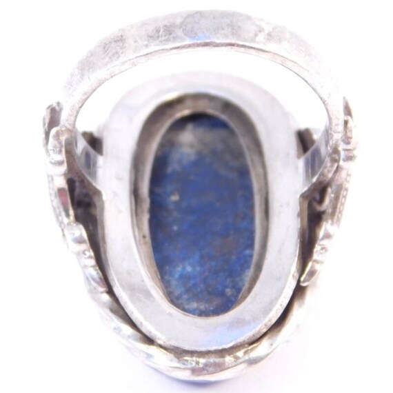 Old Sterling Silver Deep Blue Chalcedony Ring - image 9