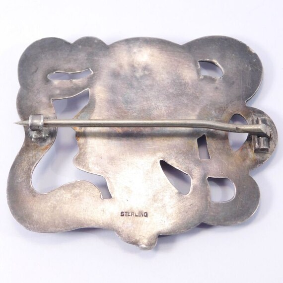 Oversize Classic Art Nouveau Lady Brooch Sterling… - image 4