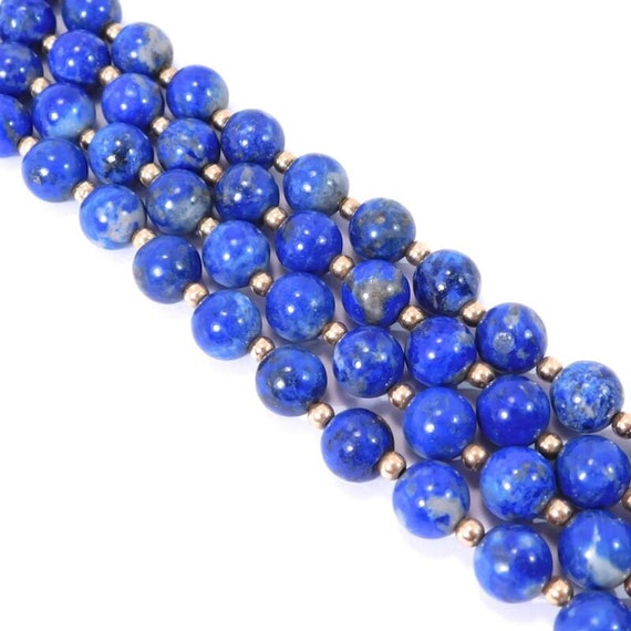 14k Gold Lapis Lazuli Beads Necklace 31 Inches - image 4