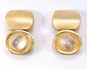 Designer Earrings Moonstone Sterling Silver Vermeil Meryl Waitz