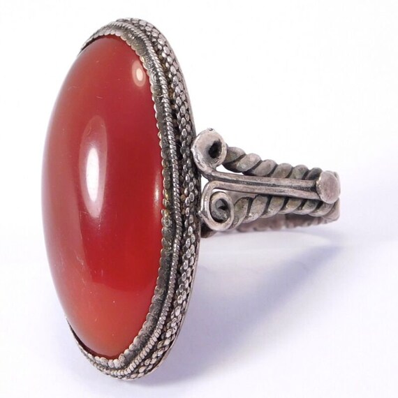 1930’s Chinese Silver And Carnelian Ring - image 4