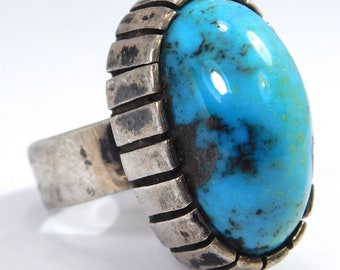 Incredible Turquoise Ring Sterling Silver Artist Signed