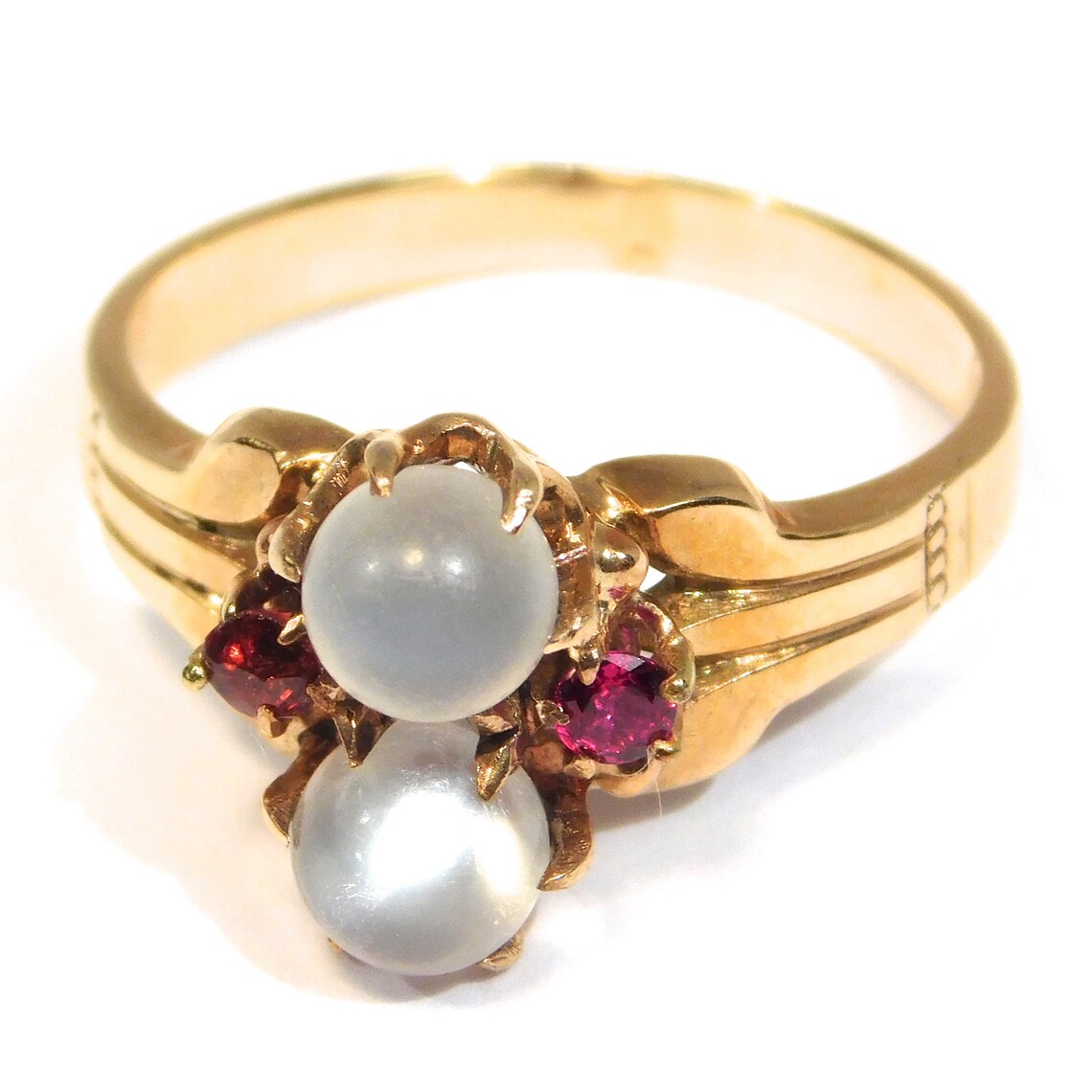 Victoriano 10k Rosa Oro Luna Piedra Doble Orbe Anillo 1880 | Etsy