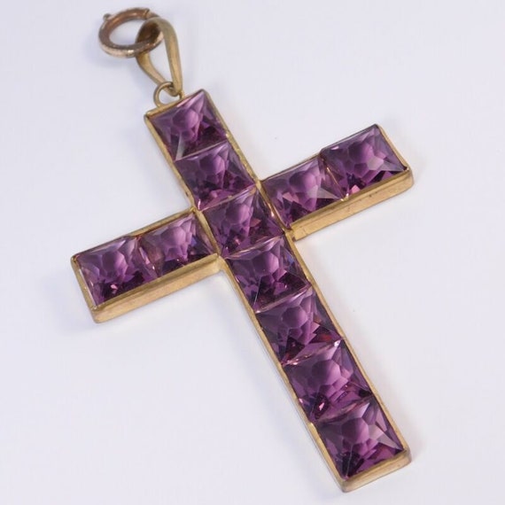 Victorian French Gold Gilt Cross Pendant - image 3