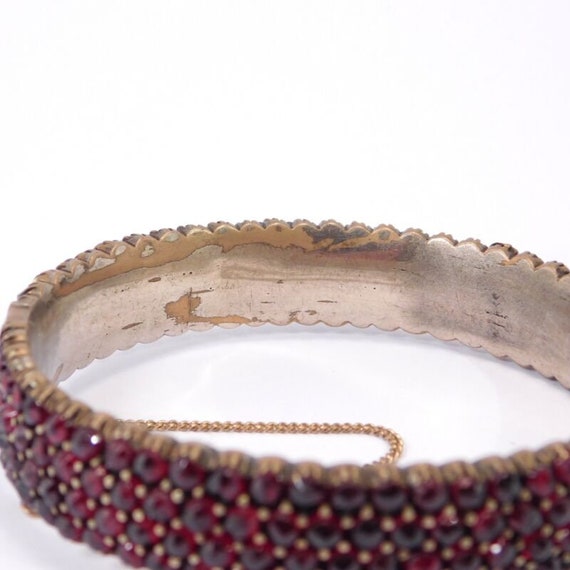 Victorian Rose Cut Bohemian Garnet Bangle Bracelet - image 7