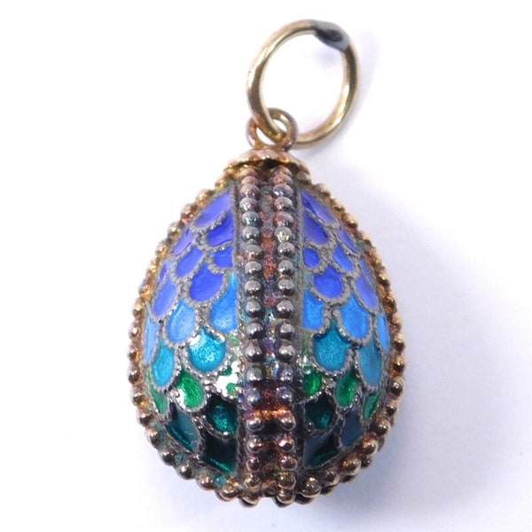 Sterling Silver Enamel Dragons Egg Pendant Charm