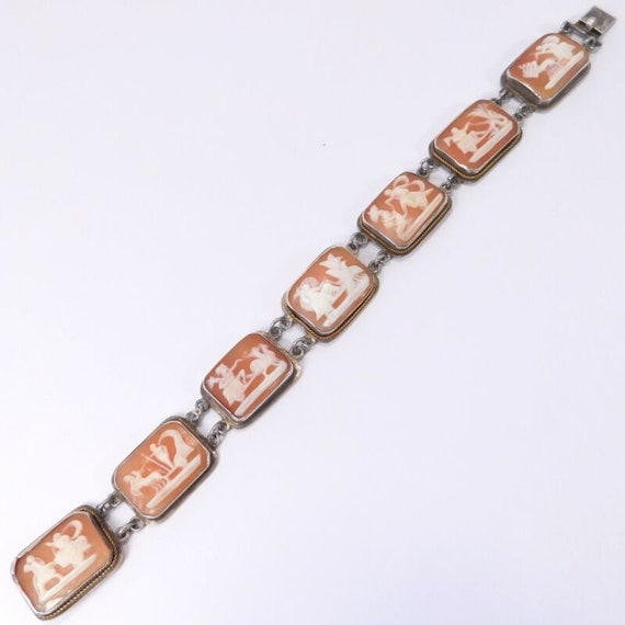 Italian 800 Silver Shell Cameo Bracelet Days Of T… - image 5