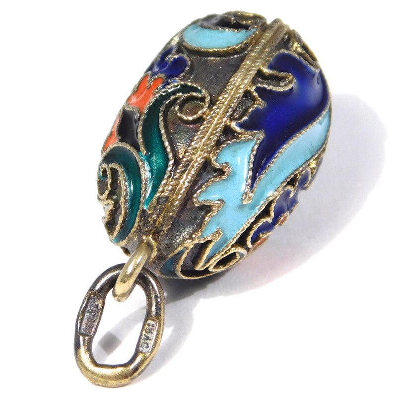 Russian Enamel Hallmarked Egg Pendant Silver Etsy