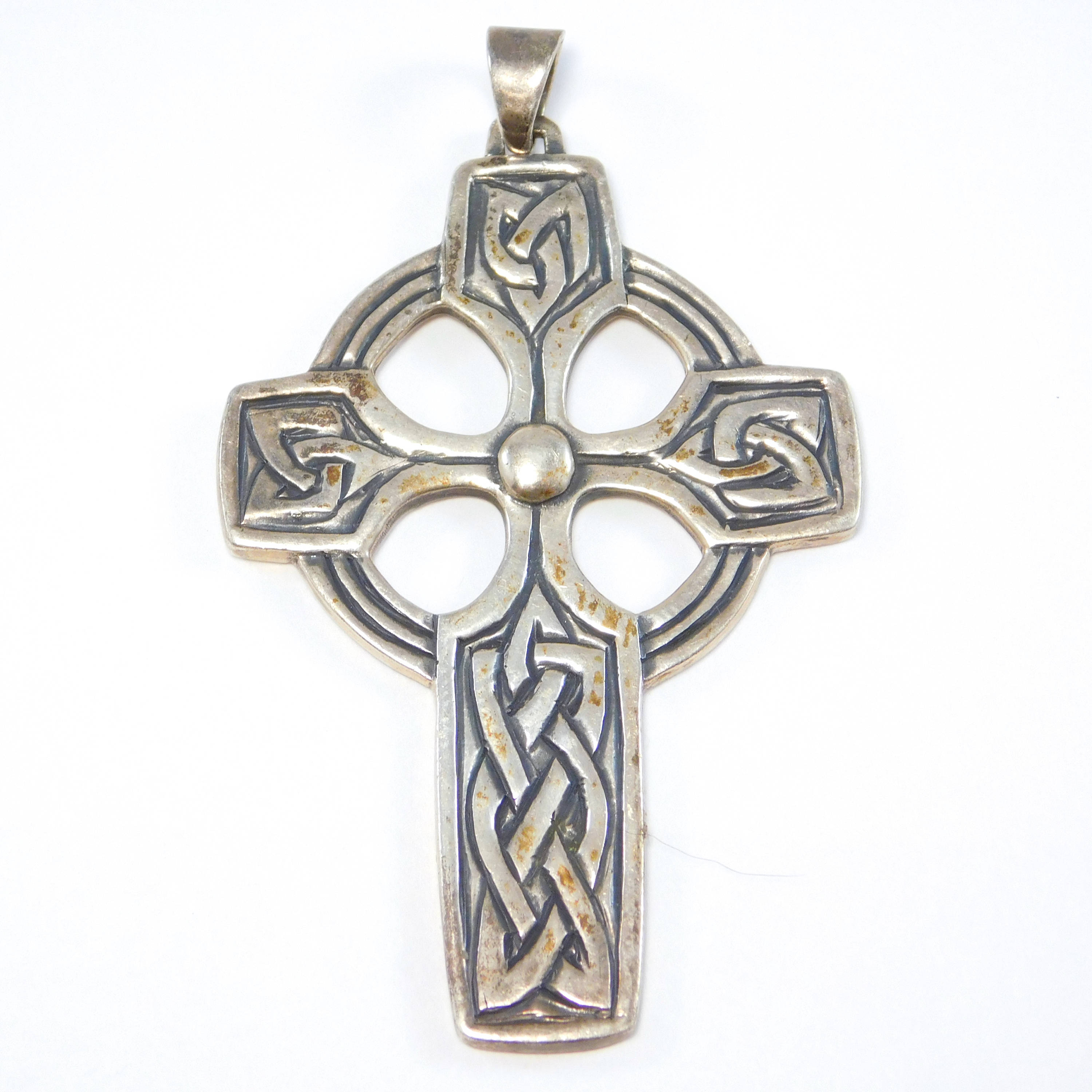 Ornate Celtic Sterling James Avery Cross Pendant Signed