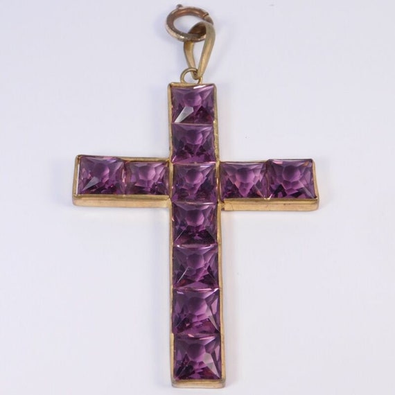 Victorian French Gold Gilt Cross Pendant - image 1