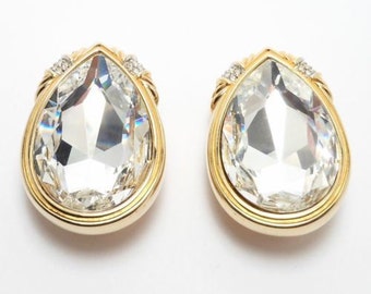 Vintage Striking Swarovski Crystal Teardrop Earrings