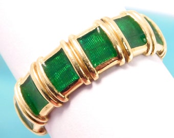 Tiffany & Co 18k Ring Emerald Green Enamel Eternity Band Sz 6.5