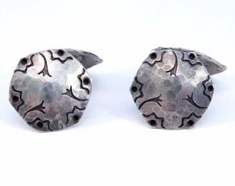 Silver Arts & Crafts Hand Hammered Cufflinks