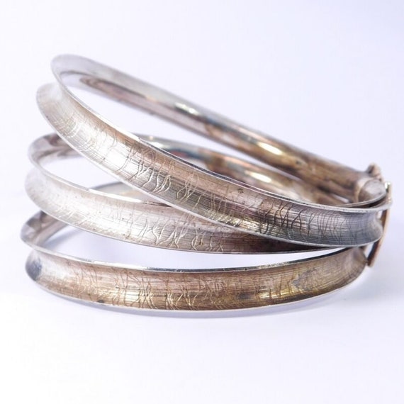 Modernist Bangle Bracelet 14k Sterling Silver Sig… - image 7