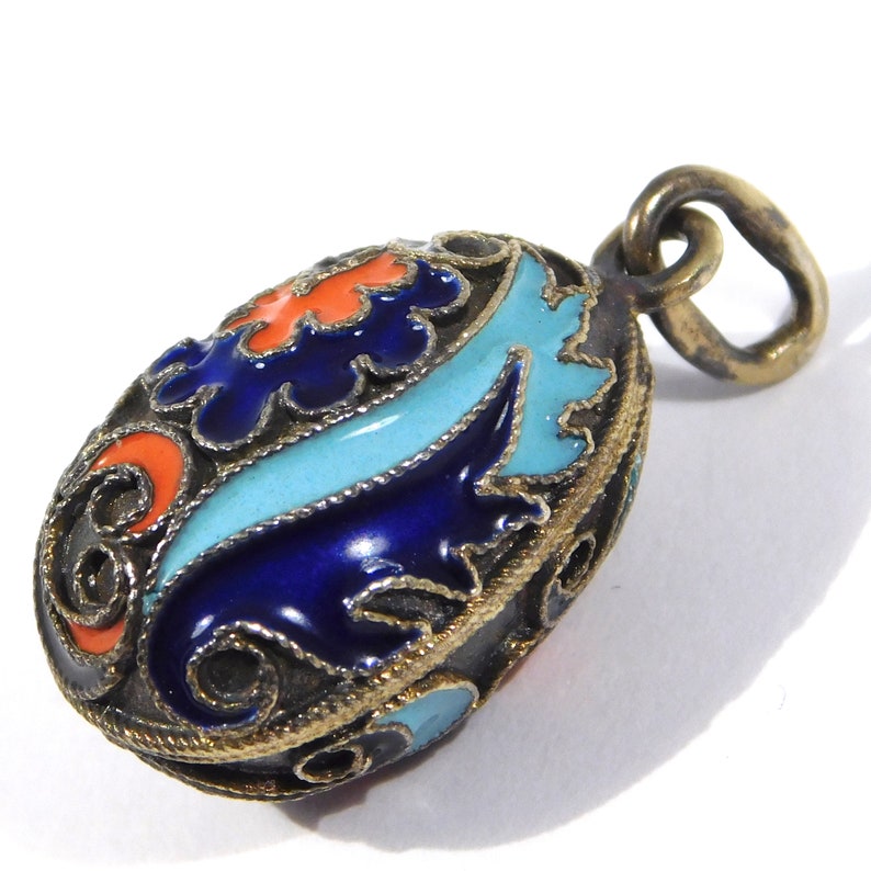 Russian Enamel Hallmarked Egg Pendant Silver Etsy