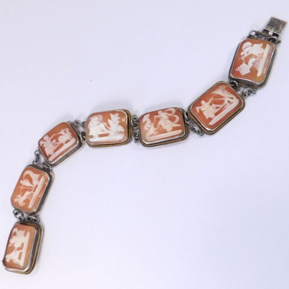 Italian 800 Silver Shell Cameo Bracelet Days Of T… - image 6