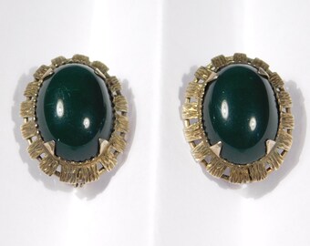 Silver Gilt Spinach Jade Estate Leverback Earrings Pretty