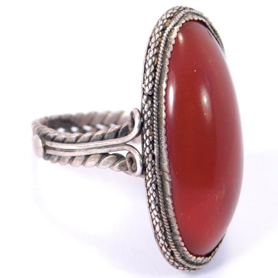 1930’s Chinese Silver And Carnelian Ring - image 5