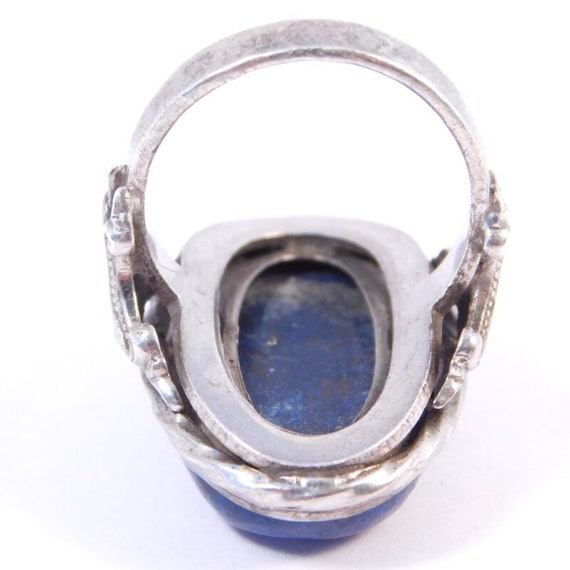 Old Sterling Silver Deep Blue Chalcedony Ring - image 8