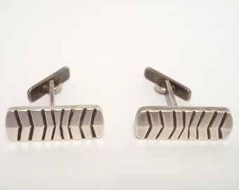 Retro Modernist Sterling Hand Forged Cufflinks