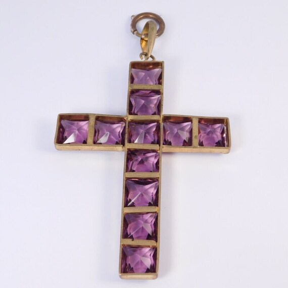 Victorian French Gold Gilt Cross Pendant - image 5