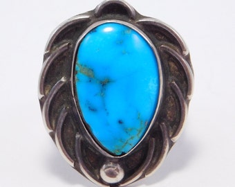 Sterling Southwest Turquoise Ring Older Pawn