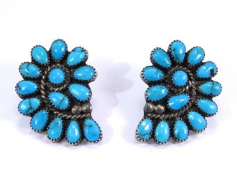 Sterling Turquoise Earrings Southwest Sacred Swirl