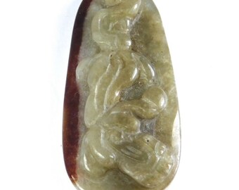 Carved Jadeite Pendant Russett Beast Amulet