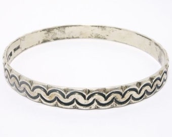 Sterling Southwest Design Stamped Stacker Bangle Bracelet