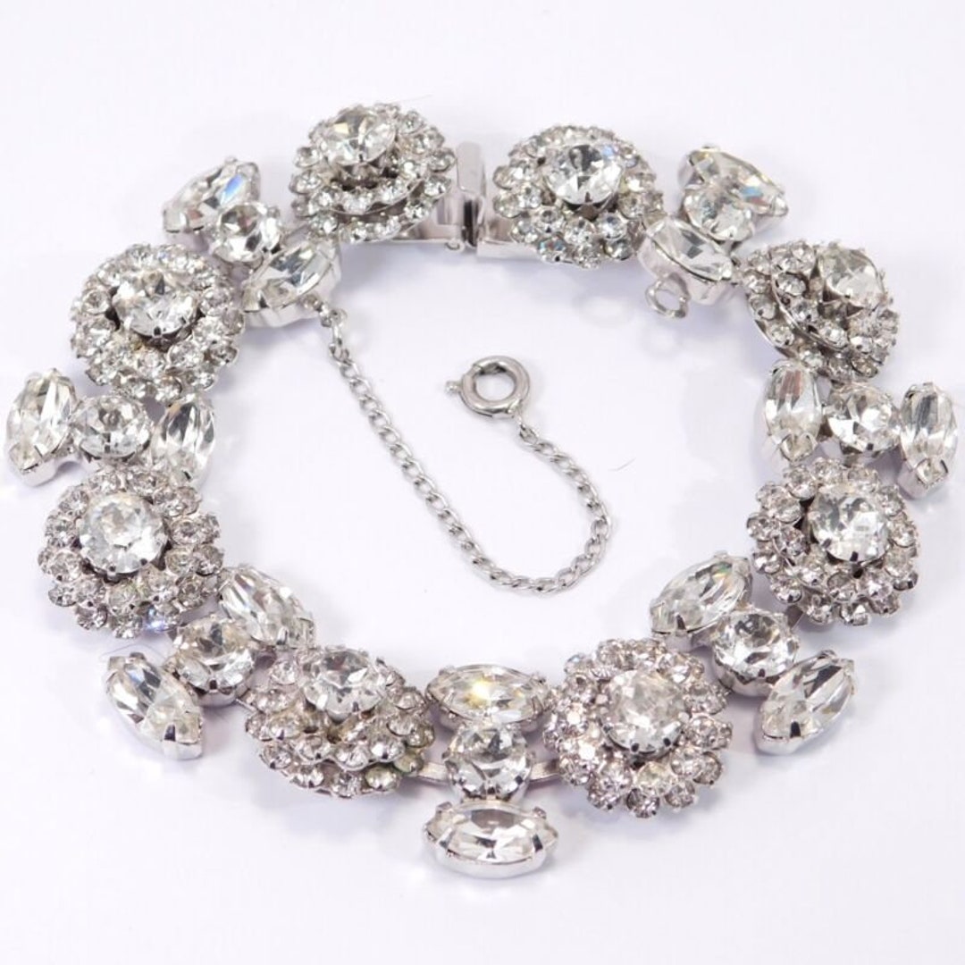 Weiss Clear Rhinestone Ice Flower Bracelet - Etsy