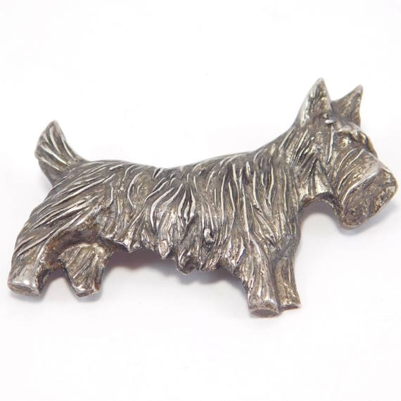 Vintage Sterling Scotty Dog Brooch Terrier So Cute
