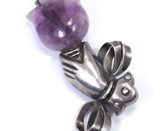 Spratling Taxco Amethyst Figural Brooch