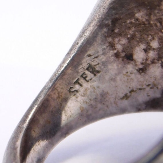 Signed Artisan Sterling Silver Art Glass Ring - image 6