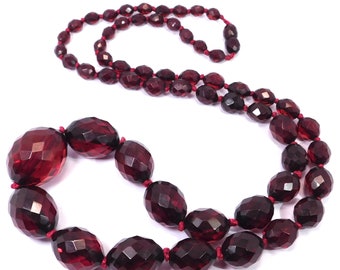 Cherry Amber Bakelite Bead Necklace 57 Grams 32 Inches