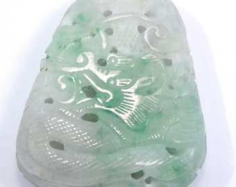 Incredible Jade Dragon Impossible Carved Amulet Bead Pendant