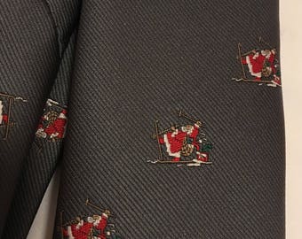 Santa Skiing Christmas Necktie by Tie Rack made in Ireland