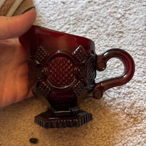 Vintage Avon Cape Cod ruby red 1876 creamer cup with original candle in box
