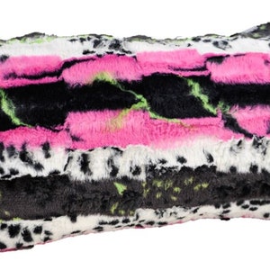 Luxurious Hot Pink Leopard Faux-Fur Pillow Cover, Decorative Animal Print Pillow 22x10