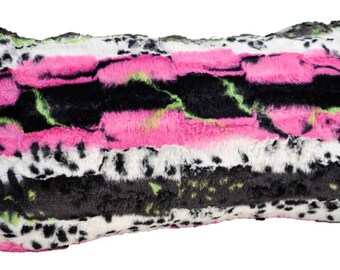 Lujosa funda de almohada de piel sintética de leopardo rosa caliente, almohada decorativa de estampado animal 22x10