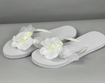 VENTE mariage mariée orchidées tongs mariage tongs chaussures de demoiselle d'honneur chaussures de plage