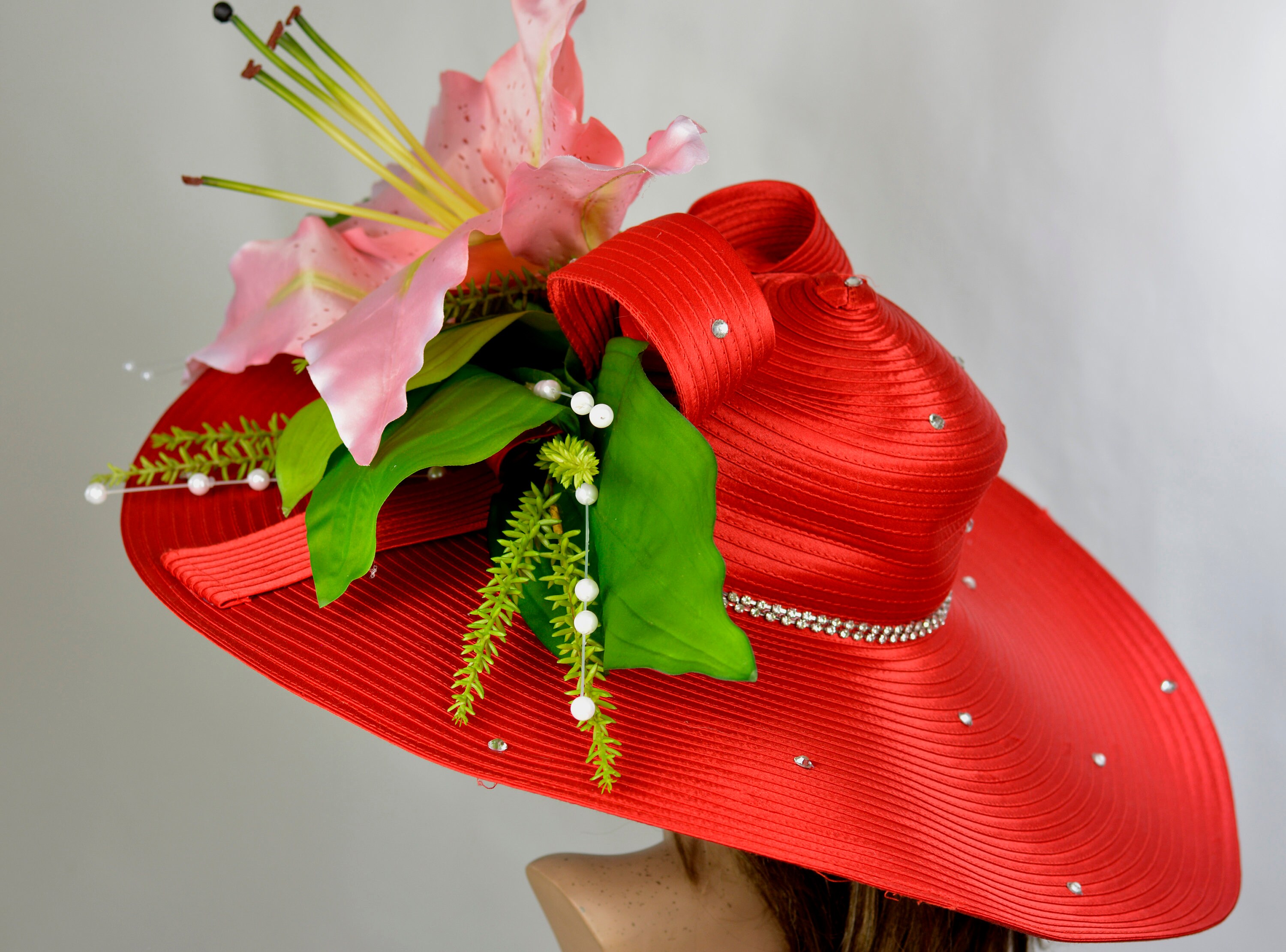 Pink Church Wedding Hat Head 