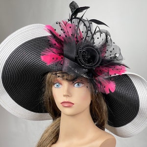 Black & White Kentucky Derby Hat: Feathered Church Wedding Headpiece