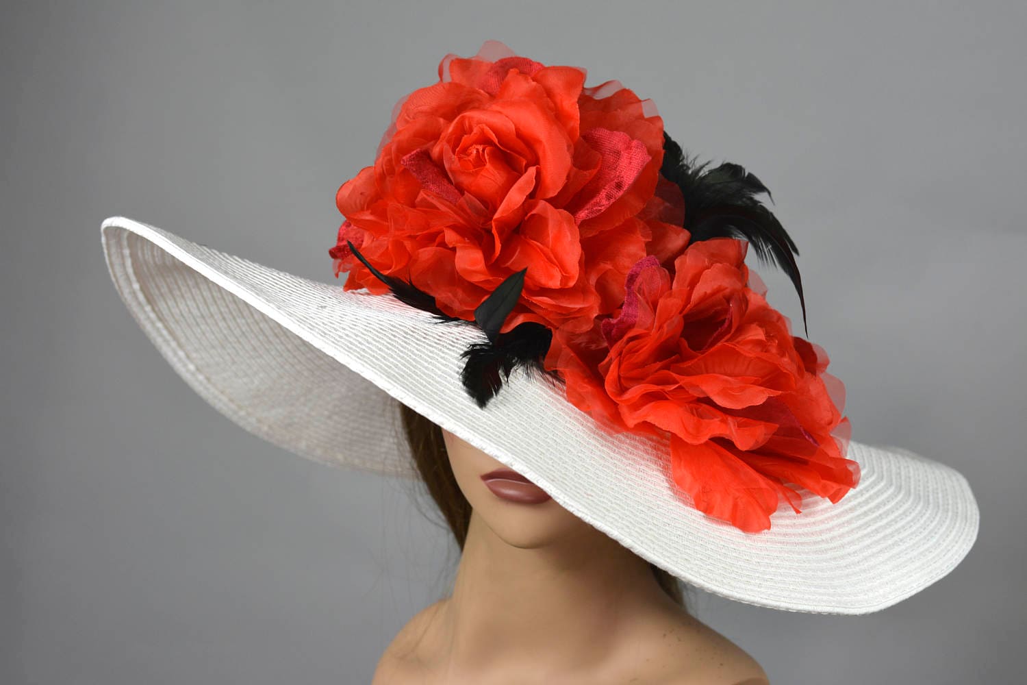 White Red Church Wedding Head Piece Kentucky Derby Coctail - Etsy